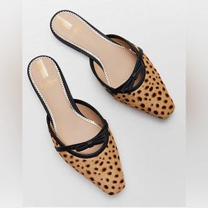 New Sam Edelman Carol Haircalf Mules Animal 🐆 Print 8M Black Bow Trim Sold Out